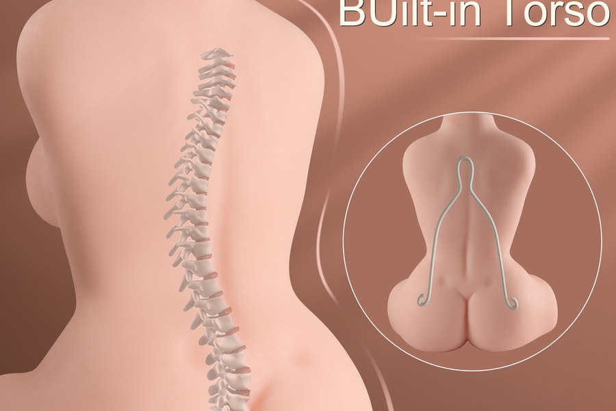 45cm C Cup TPE Thin Lips Amber Eyes Small Breasts Sex Doll Torso Gallery 5