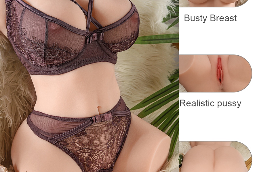 31cm C Cup TPE Voluptuous Amber Eyes Brunette Sex Doll Torso Gallery 3