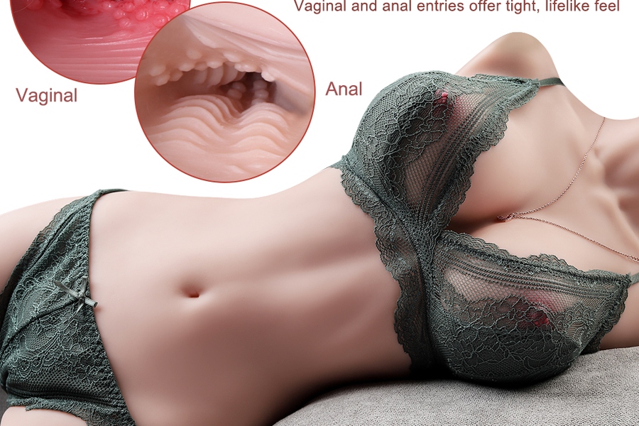 5cm B Cup TPE Amber Eyes Thin Lips Voluptuous Sex Doll Torso Detail View 3