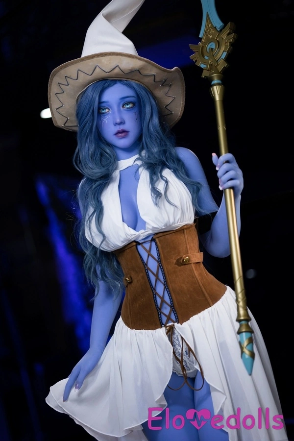 Boneka Seks Kustom TPE Hourglass 160cm D Cup Payudara Kecil Mata Biru