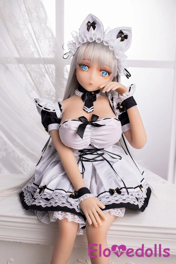 Mini bambola del sesso piccola, 70 cm, coppa B, in TPE, occhi grigi, seni extra large