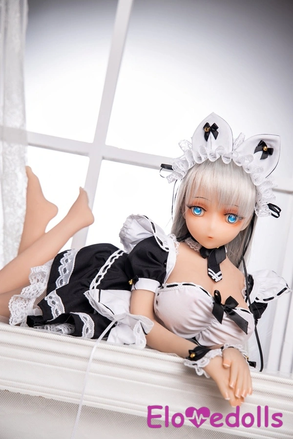 گالری عروسک جنسی مینی 70 سانتی‌متری B Cup TPE با سینه‌های بسیار بزرگ، چشم‌های سفید و خاکستری، 6