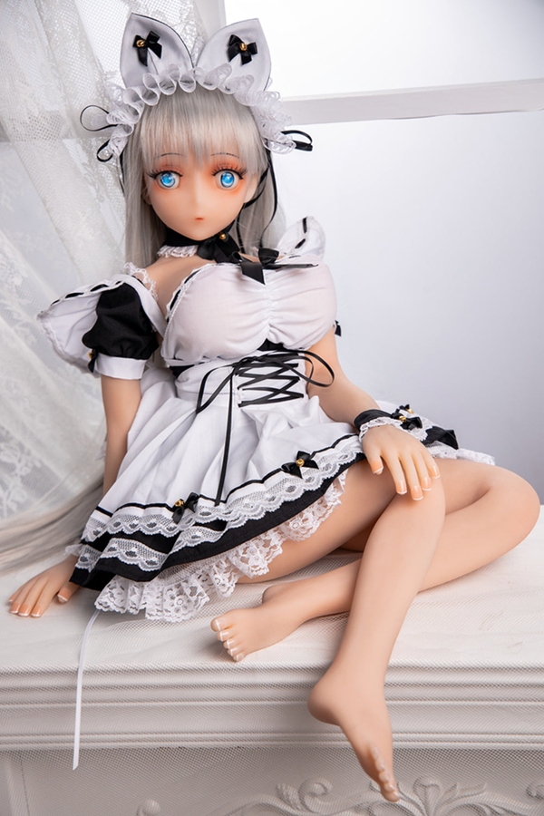 70cm B Cup TPE White Thin Lips Gray Eyes Mini Sex Doll Detail View 13