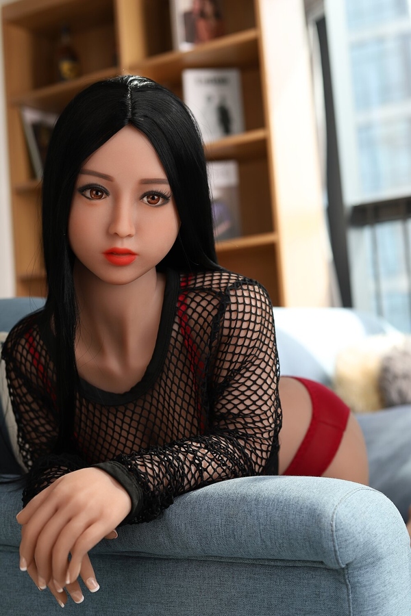 140cm D Cup TPE Full Lips Amber Eyes Black Sex Doll Product