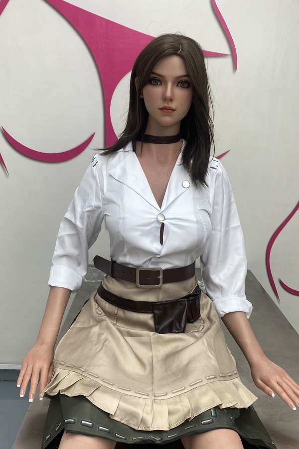 161cm F Cup Silicone Head & TPE Body Small Breasts Brunette Thin Lips Realistic Sex Doll Gallery 2