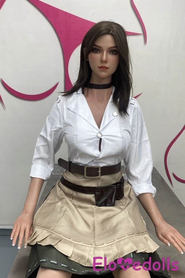 Búp bê tình dục chân thực 161cm cúp F, đầu silicon & thân TPE, ngực nhỏ, tóc nâu, môi mỏng, bộ sưu tập 2