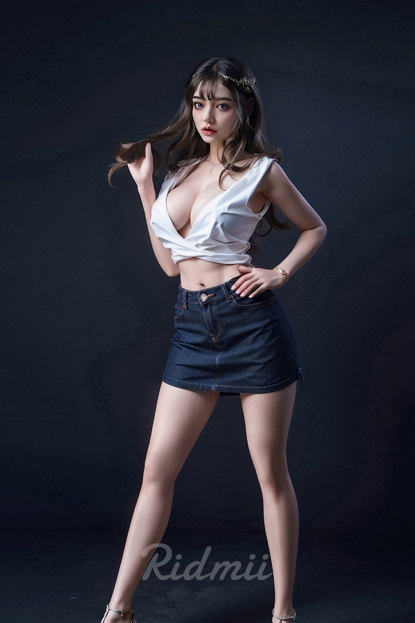 168cm D Cup Silicone Head & TPE Body Petite Gray Eyes Brunette Sex Doll Detail View 1