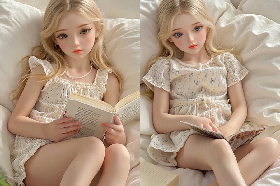 60cm B Cup TPE Petite Blonde Thin Lips Anime Sex Doll Gallery 2