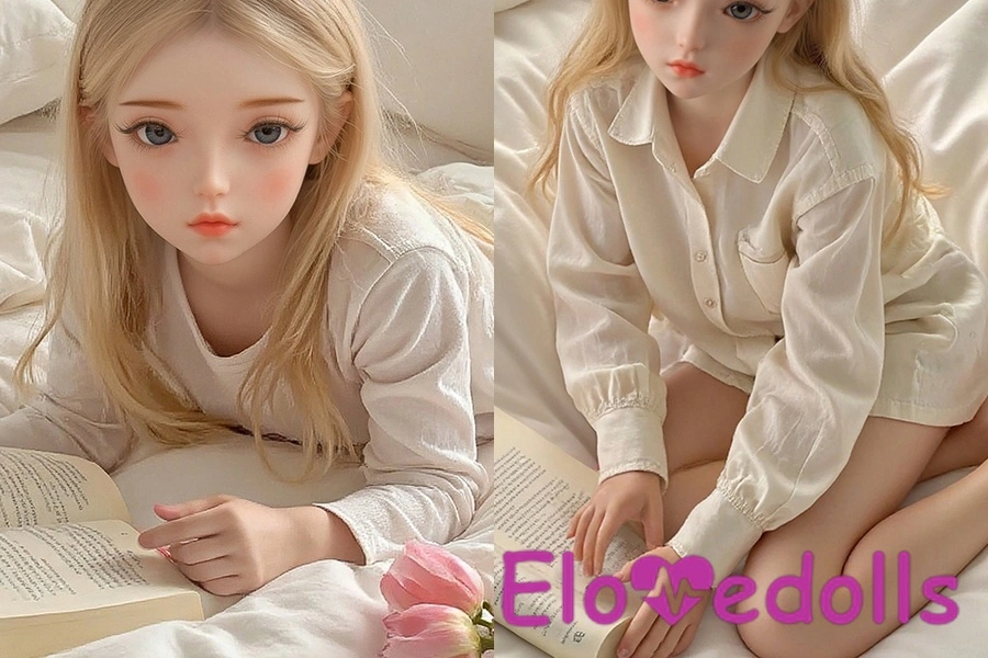 60cm B Cup TPE Gray Eyes Petite Blonde Anime Sex Doll Detail View 1