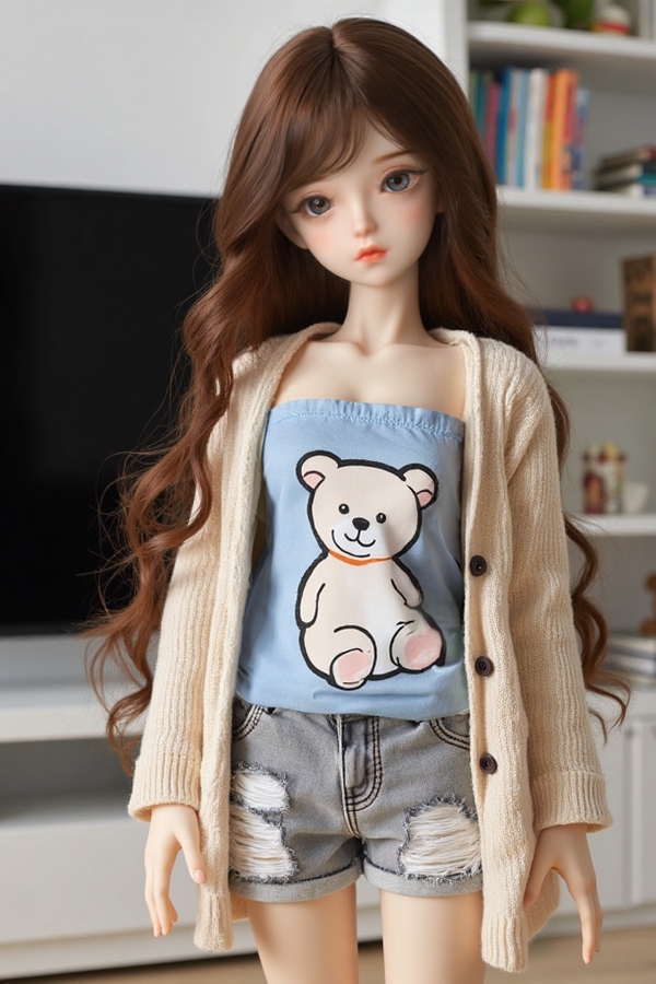 60cm B Cup TPE Petite Breasts Gray Eyes Brown Anime Sex Doll Gallery 2