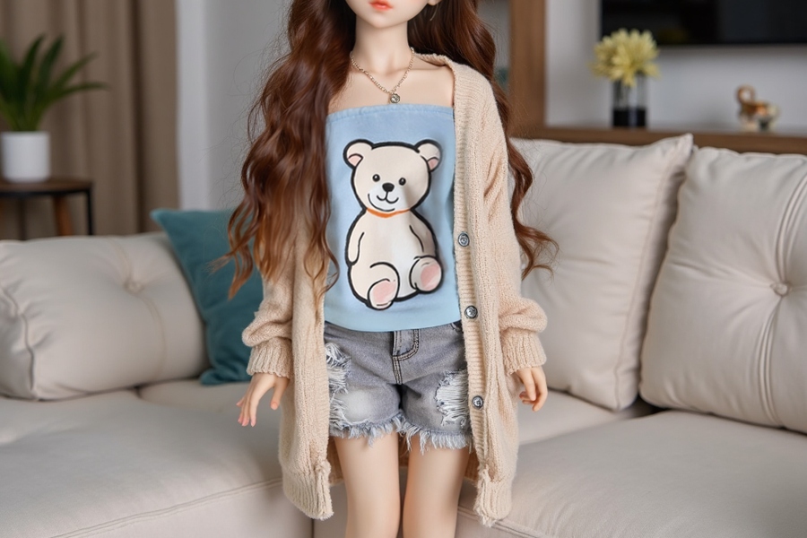 60cm B Cup TPE Thin Lips Brown Petite Breasts Anime Sex Doll Gallery 3