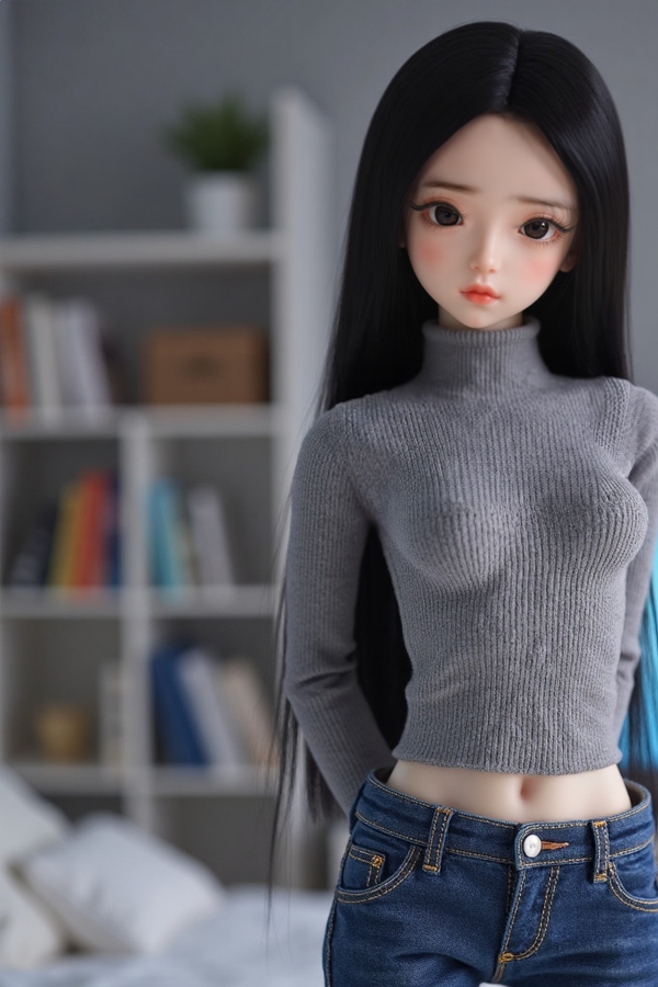 60cm B Cup TPE Black Petite Breasts Gray Eyes Sex Doll Product