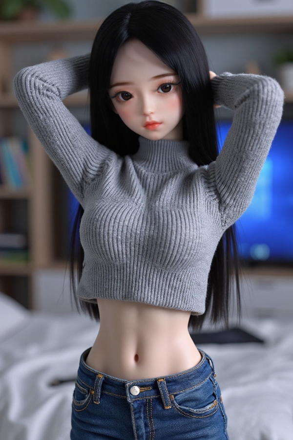 60cm B Cup TPE Thin Lips Black Petite Sex Doll Gallery 5