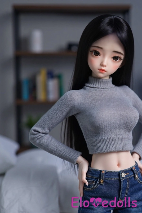 60cm B Cup TPE Gray Eyes Petite Breasts Thin Lips Black Sex Doll Gallery 7