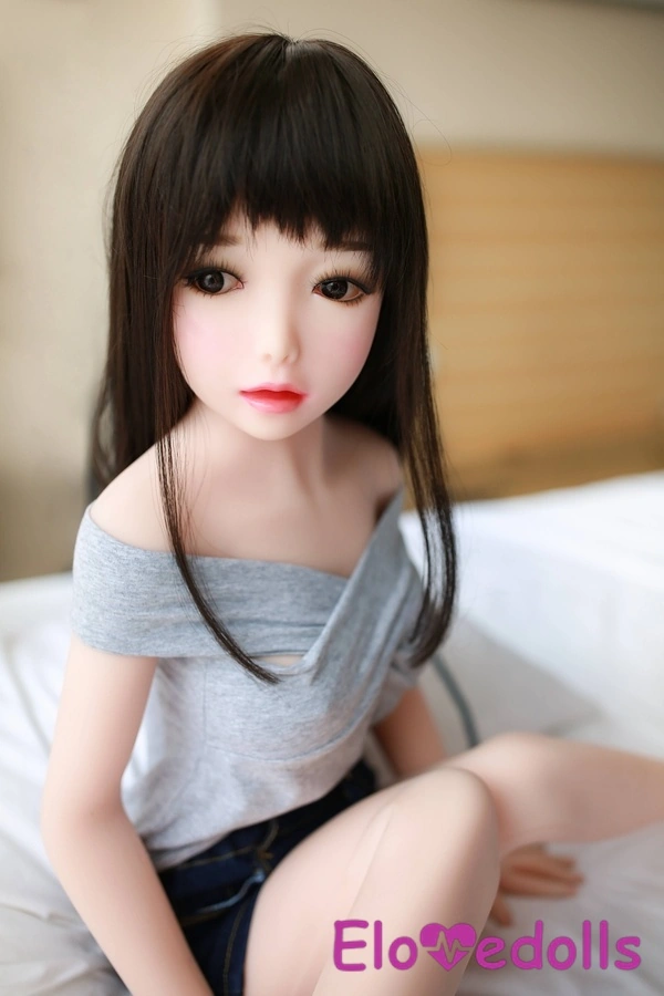 160cm D Cup TPE&Silicone Gray Eyes Black Petite Breasts Mini Sex Doll Gallery 2