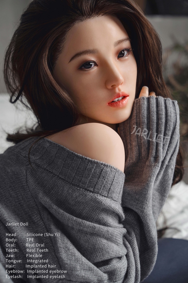 149cm B Cup Silicone Head & TPE Body Gray Eyes Voluptuous Brunette Sex Doll Gallery 9