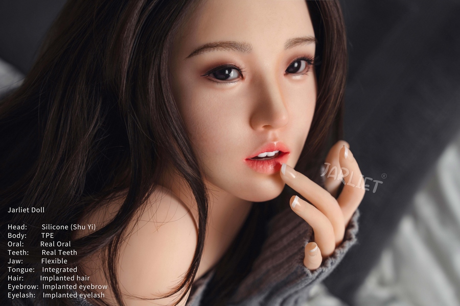 149cm B Cup Silicone Head & TPE Body Gray Eyes Brunette Petite Breasts Sex Doll Detail View 3