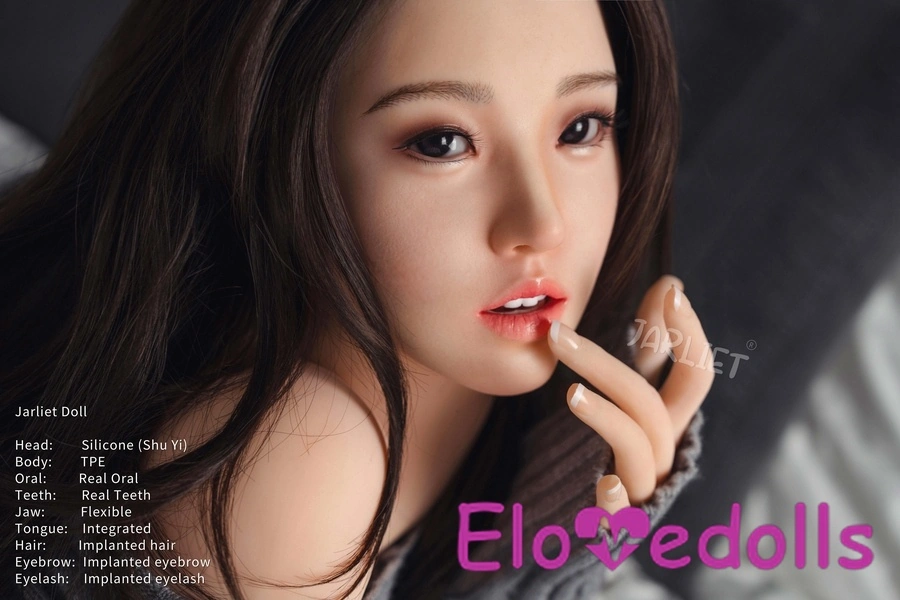 Κεφάλι σιλικόνης 149cm B Cup & σώμα TPE Γκρίζα μάτια Μελαχρινή Μικρό στήθος Λεπτομέρειες κούκλας σεξ Δείτε 3