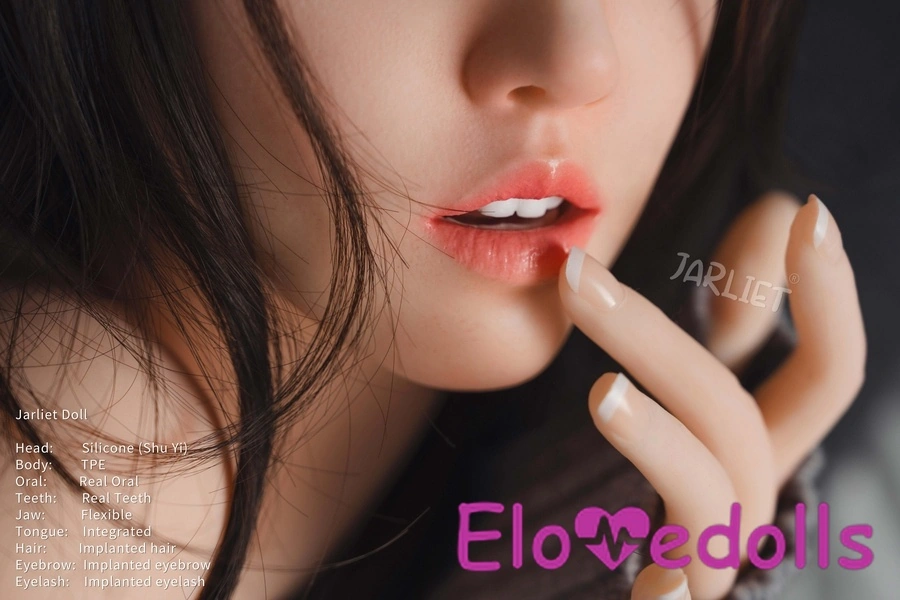 Κεφάλι σιλικόνης 149cm B Cup & σώμα TPE Μικρά στήθη Πλούσια γκρίζα μάτια Λεπτομέρειες κούκλας σεξ Δείτε 5