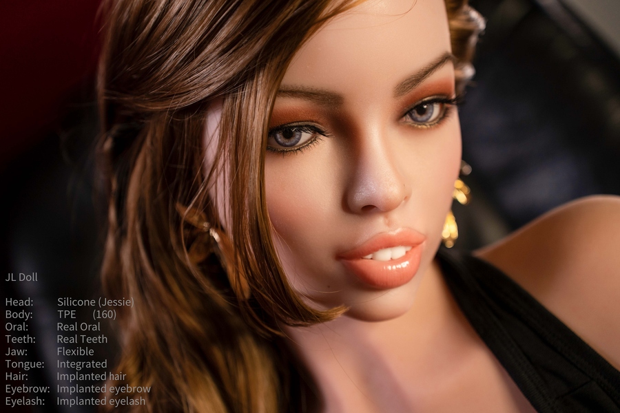 160cm C Cup Silicone Head & TPE Body Red Small Breasts Amber Eyes Realistic Sex Doll Detail View 2