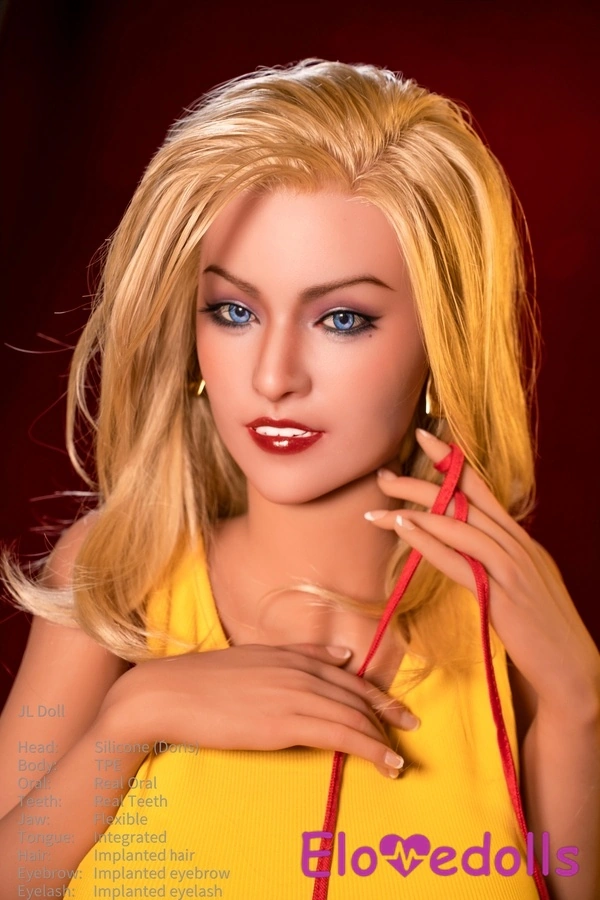 Κεφαλή σιλικόνης 148cm C Cup & σώμα TPE Amber Eyes Πλούσια ξανθιά, ρεαλιστική κούκλα σεξ