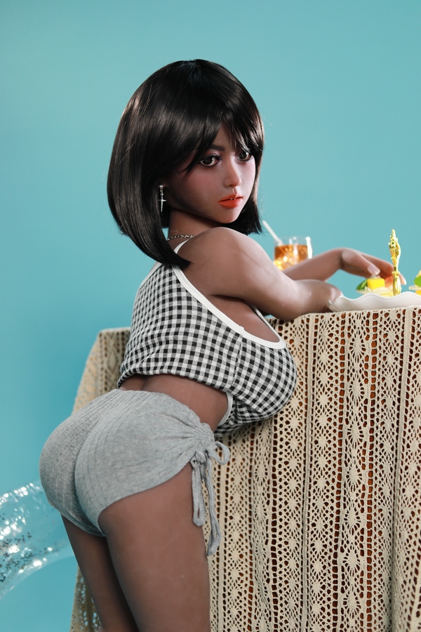 105cm D Cup TPE Hazel Eyes Petite Thin Lips Black Sex Doll Gallery 8