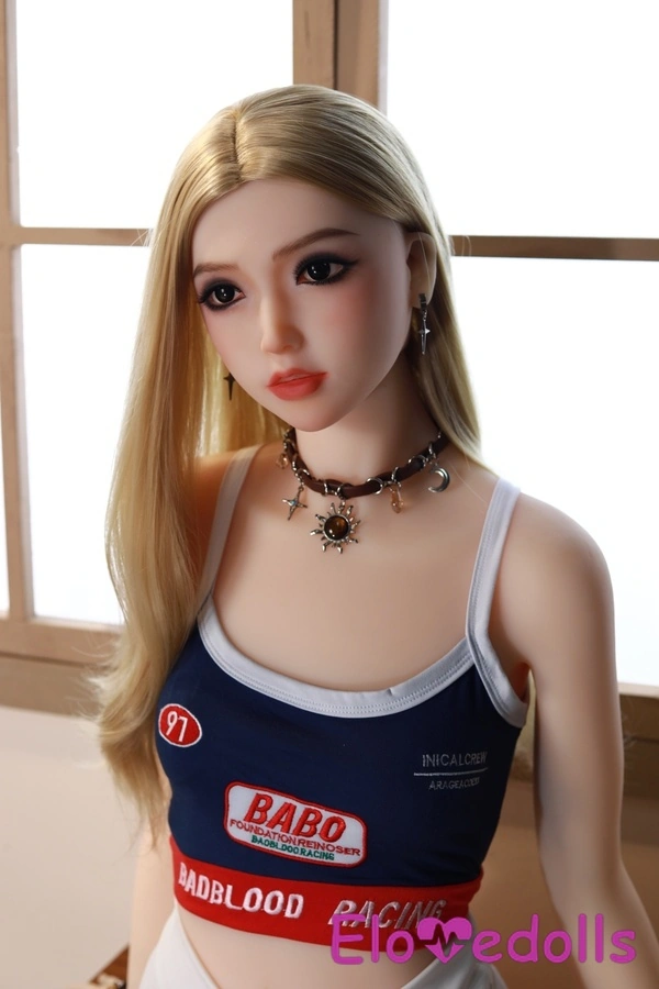 Búp bê tình dục giống thật 155cm A Cup TPE Môi mỏng Mắt xám Tóc vàng Xem chi tiết 16